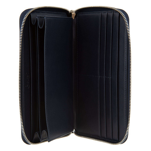 Портмоне на молнии "Башни Кремля"  (кожа синий) 