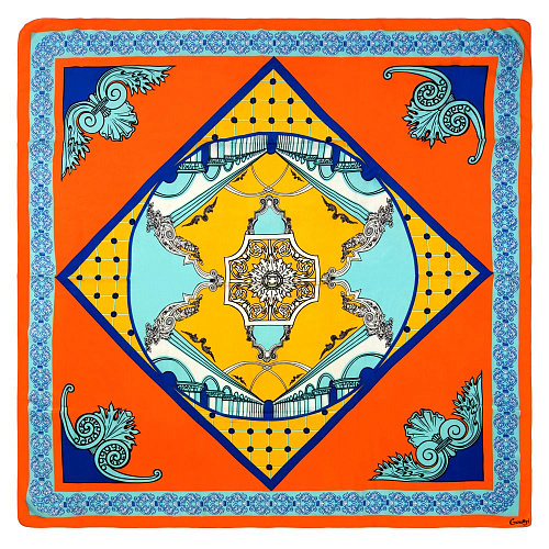 Платок "Неополитен"  (шелк 100% оранжевый 120х120 ) 