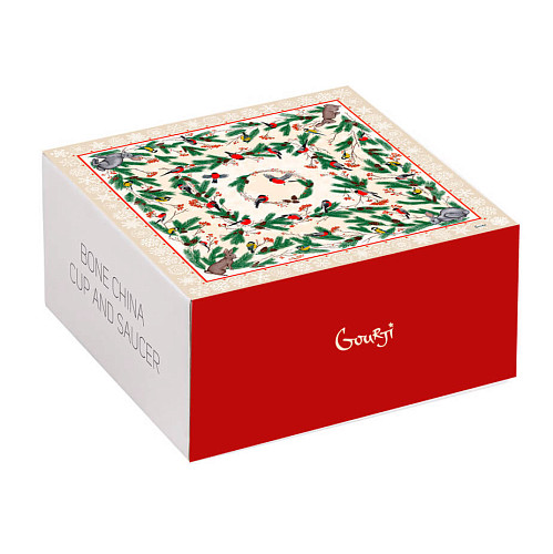 Чайная пара "Снегири"  (фарфор белый) 