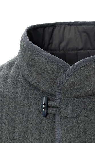 Полупальто "Телогрейка" серая стеганая (светло-серая, серый кант шерсть 90% шелк 10% L) 