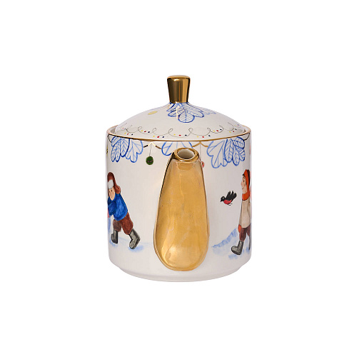 Чайник "Детская комната" (керамика, зимний, белый) 