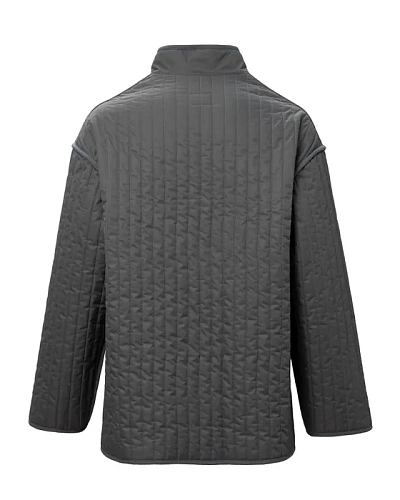 Полупальто "Телогрейка" серая стеганая (светло-серая, серый кант шерсть 90% шелк 10% L) 