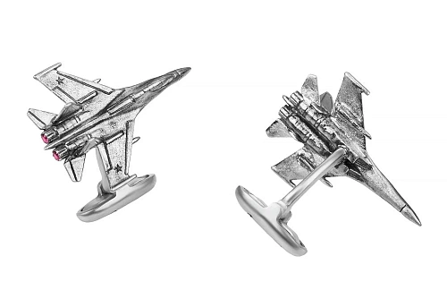 Запонки "Су-27" рубин, чернение 