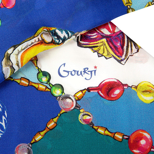 Платок "Новогодний" (кашемир 100% голубой 135х135) 