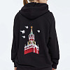 Толстовка на молнии "Башни Кремля" (хлопок 70% полиэстер 30% черный XL) 