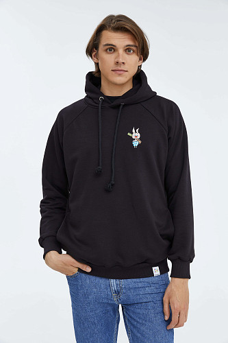 Толстовка с капюшоном "Винни-пух" (хлопок 70% полиэстер 30% черный XL) 