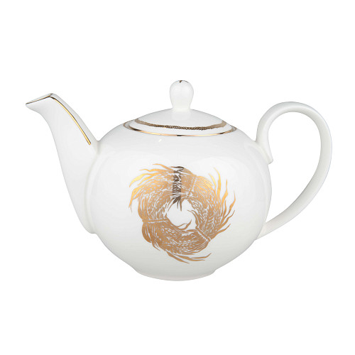 Сервиз "Пшеница" (чайник и 2 чайные пары, фарфор, белый) 