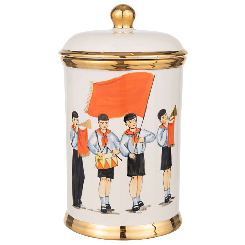 Ваза с крышкой "Парк культуры"  (керамика белый большой) 