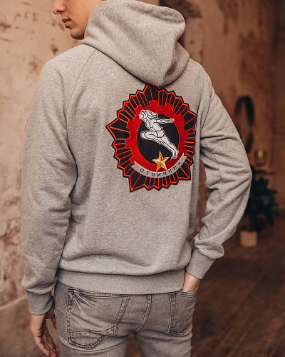 Толстовка на молнии "Отличник" (хлопок 70% полиэстер 30% серый S) 