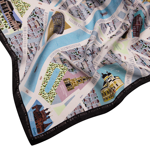 Платок "Москва" (шелк 100% голубой 120X120) 