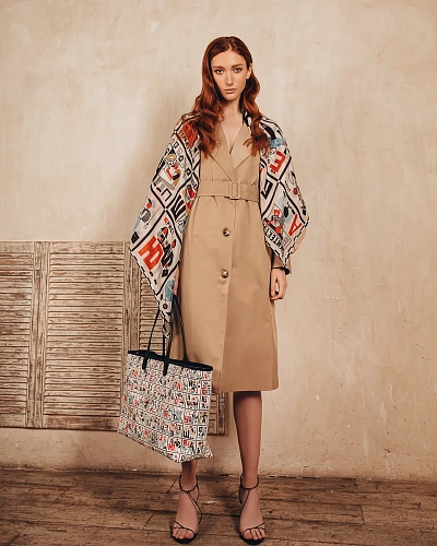 Сумка-шопер "Алфавит" (кожа белый красный разноцветный 56х29х14) 