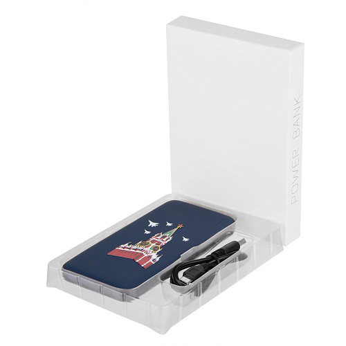 Внешний аккумулятор "Башни Кремля" (пластик синий красный с рельефным изображением) 