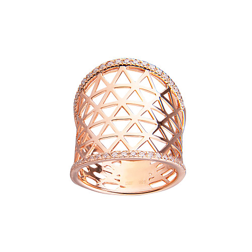 Кольцо "Башня" позолота,фианит 