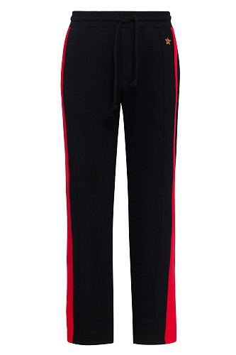 Брюки с красными лампасами (хлопок 70% полиэстер 30% черный XXL) 