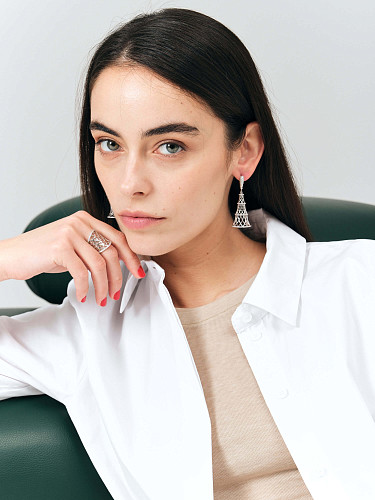 Кольцо "Башня" ,фианит 