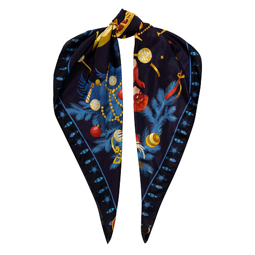 Платок "Карнавал" (шелк 100% темно-синий 90х90) 