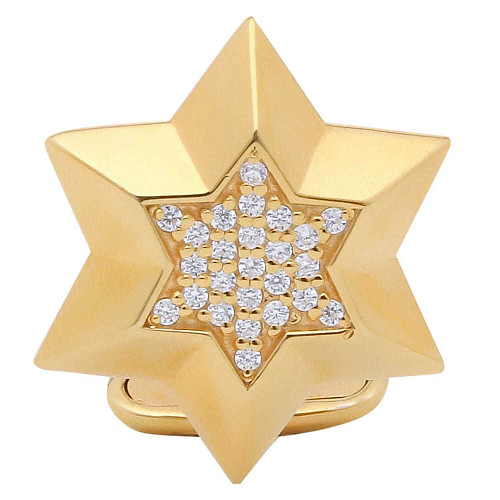 Запонки "Негевская звезда" позолота, бриллианты 