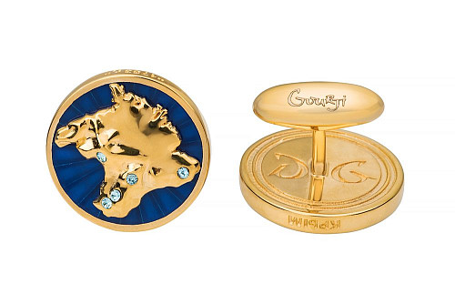 Запонки "Крым" позолота, эмаль, фианит 