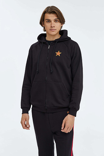 Толстовка на молнии "Отличник" (хлопок 70% полиэстер 30% черный S) 