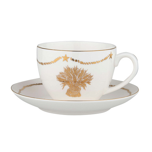 Сервиз "Пшеница" (чайник и 2 чайные пары, фарфор, белый) 