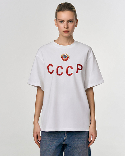 Футболка "СССР" (хлопок 100%, белый XS/S) 