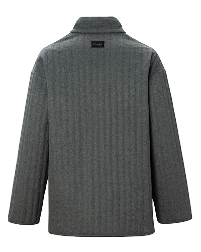 Полупальто "Телогрейка" серая стеганая (светло-серая, серый кант шерсть 90% шелк 10% L) 