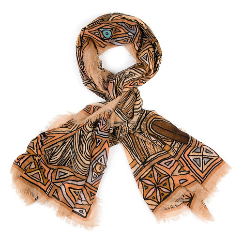 Шаль "Город золотой" (кашемир 100% бежевый коричневый 140х180) 