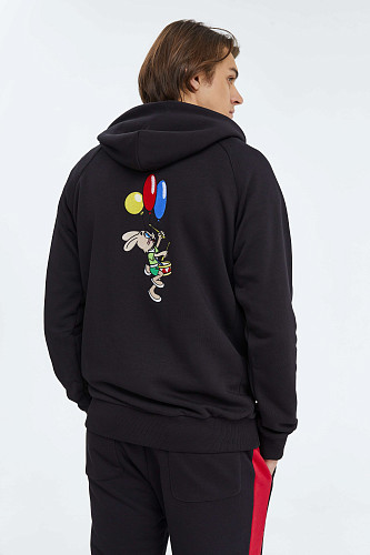 Толстовка с капюшоном "Ну, погоди" (хлопок 70% полиэстер 30% черный XXL) 