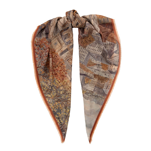 Платок "Ивановская горка" (шерсть 100% бежевый 140х140) 