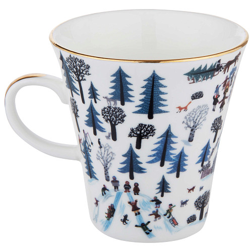 Кофейная пара "Зимняя деревня" (фарфор белый) 