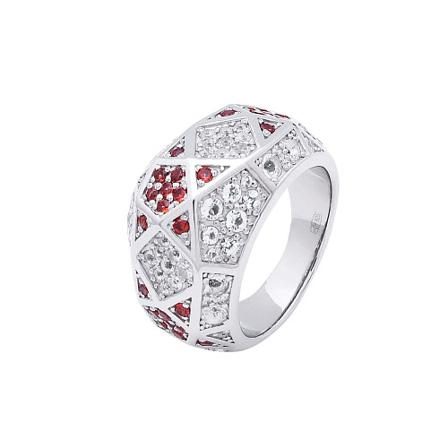 Кольцо "Салют" (серебро 925 пробы/гранаты 33 шт - 0,82 ct, фианиты 70 шт, р-р 17,5) 
