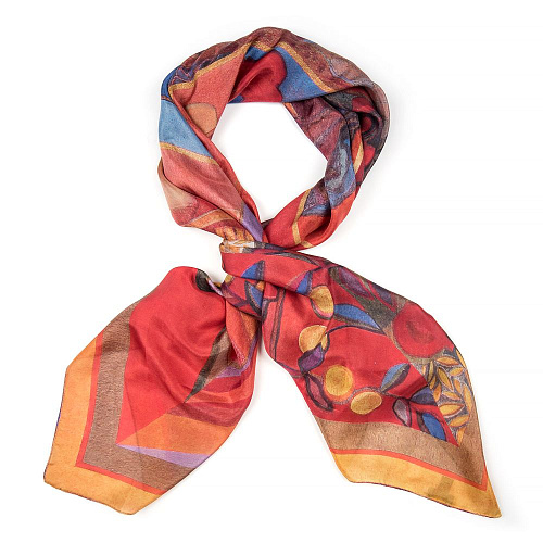 Платок "Арарат" (шелк 100% красный синий оранжевый 120х120) 
