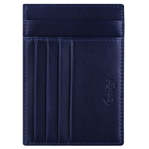 Чехол для кредитных карт "Башни Кремля" (телячья кожа синий 9х12 тиснение) 