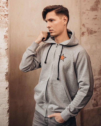 Толстовка на молнии "Отличник" (хлопок 70% полиэстер 30% серый S) 