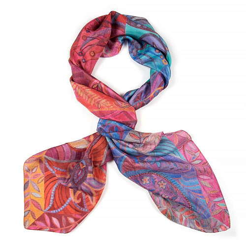 Платок "Восточный орнамент" (модал 90% кашемир 10% синий красный 140х140) 