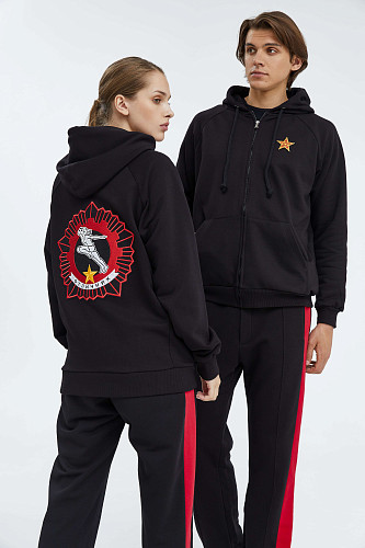 Толстовка на молнии "Отличник" (хлопок 70% полиэстер 30% черный S) 