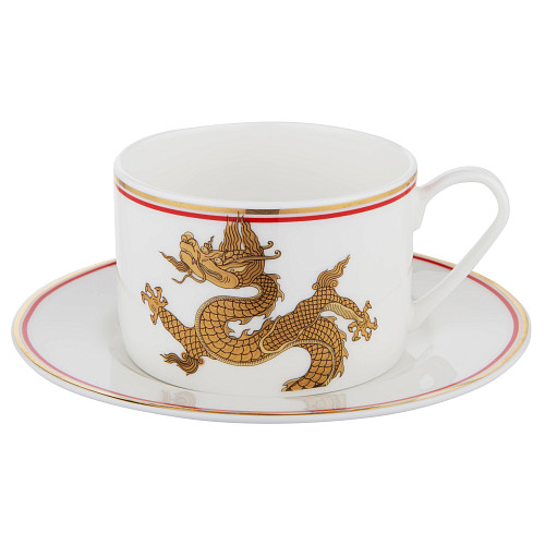 Чайная пара "Дракон"  (фарфор белый) 
