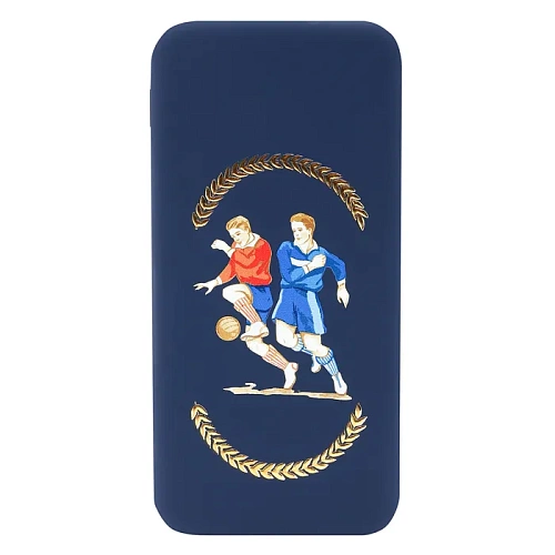 Внешний аккумулятор "Спортсмены" (пластик синий Ancor Plus с рельефным изображением) 