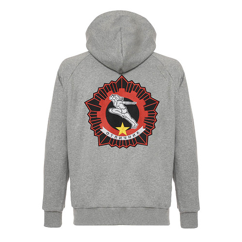 Толстовка на молнии "Отличник" (хлопок 70% полиэстер 30% серый S) 