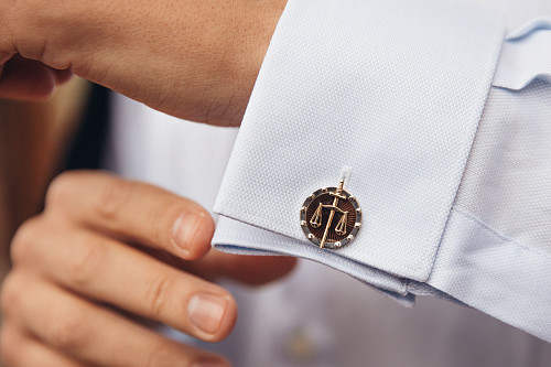 Запонки "Закон и порядок" родий, эмаль 