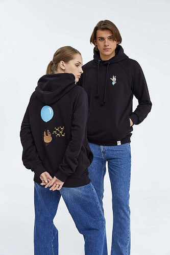 Толстовка с капюшоном "Винни-пух" (хлопок 70% полиэстер 30% черный XL) 