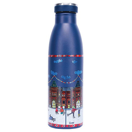 Термобутылка "Каток" (сталь синий рахзноцветный 500 мл с рельефным изображением) 