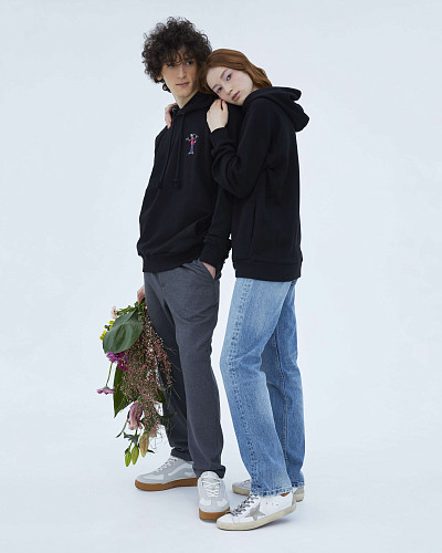 Толстовка с капюшоном "Ну, погоди" (хлопок 70% полиэстер 30% черный XXL) 