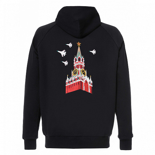 Толстовка на молнии "Башни Кремля" (хлопок 70% полиэстер 30% черный XL) 