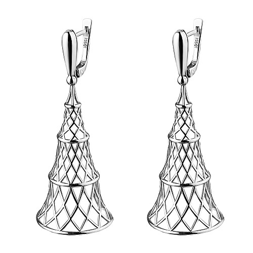 Серьги "Башня" родий 