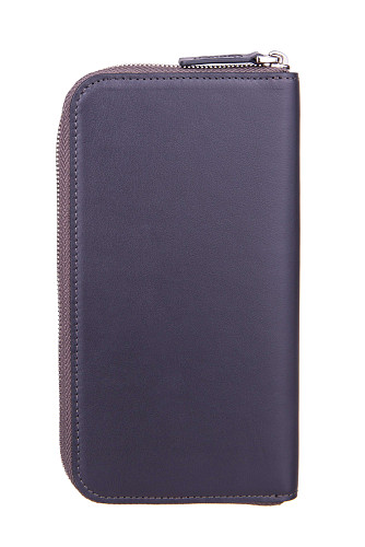 Портмоне на молнии "Монограмма" женское (200х105х20 телячья кожа серый) 