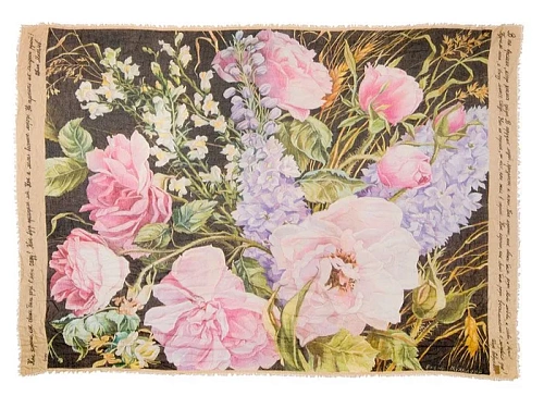 Шаль "Букет" (модал 90%, кашемир 10% розовый бежевый 135х175) 