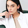 Серьги "Башня" длинные (серебро 925 пробы, фианиты 244 шт - 0,472 гр) 