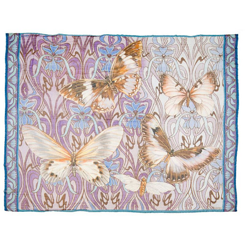 Шаль "Бабочки" (модал 90% кашемир 10%, синий фиолетовый, 135х175) 