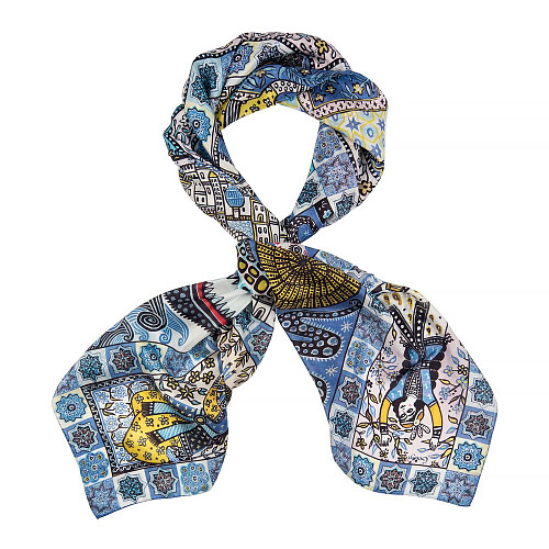 Платок "1001 ночь" (модал 90% кашемир 10% синий 140х140) 